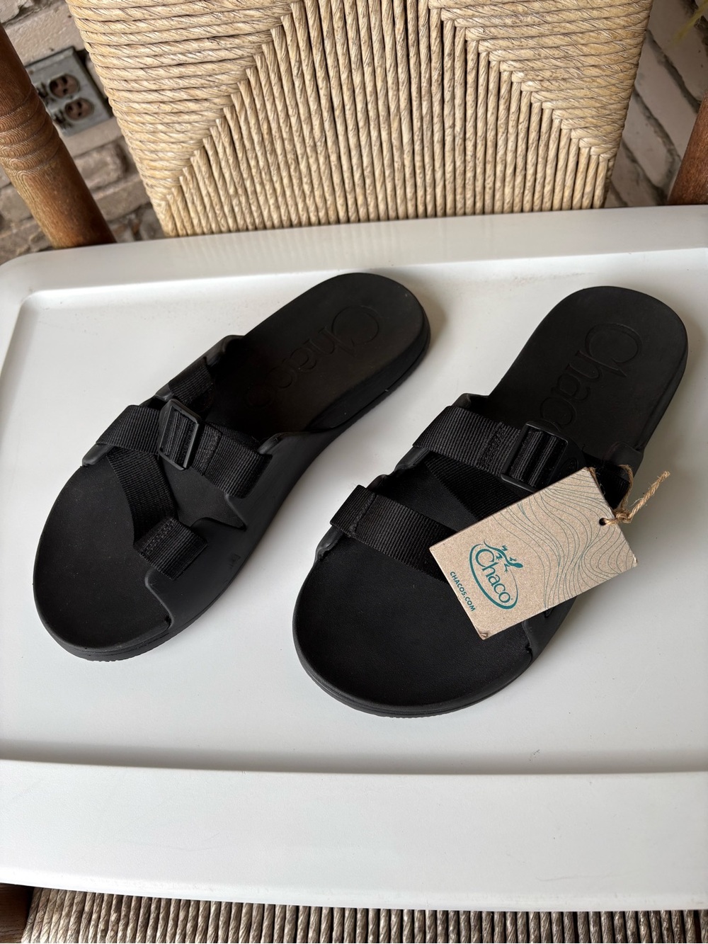 Chaco men’s Black Slide Sandals with Adjustable Strap. NWT